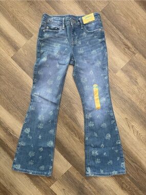 Thereabouts mid rise flare jeans floral print